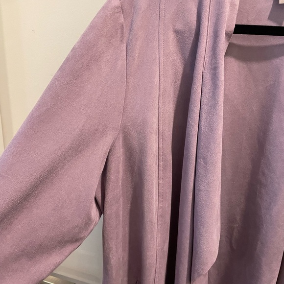 CHICO’S faux suede purple long open jacket / duster size large - Picture 3 of 9